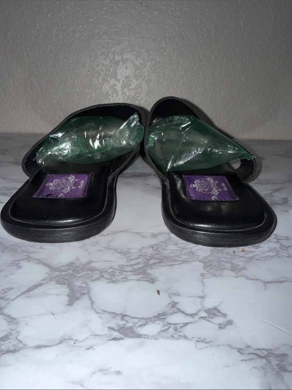 T.T. Dalk Black Slide Sandals men’s 10 Purple label